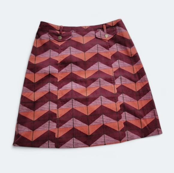 Flying Tomato Burgundy & Orange Fall Colors Geometric Print Skirt Size Medium - Picture 1 of 14